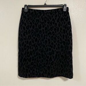Ann Taylor Skirt Women’s Size 8 Black Velour Cheetah Print Pencil Skirt NWT